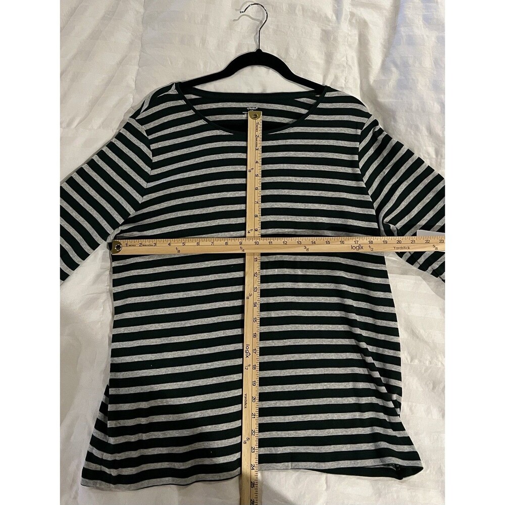 CJ Banks Women Top Shirt Knit Green Gray Stripe Plus Sz 1X Long Sleeve Soft NWT - Picture 8 of 12